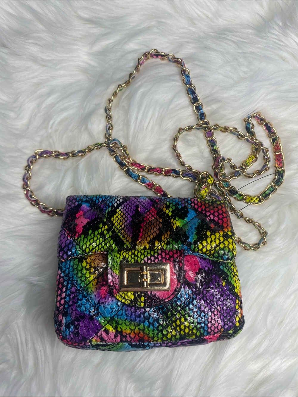 Colorful Multicolor Snake-Print Crossbody Mini Bag